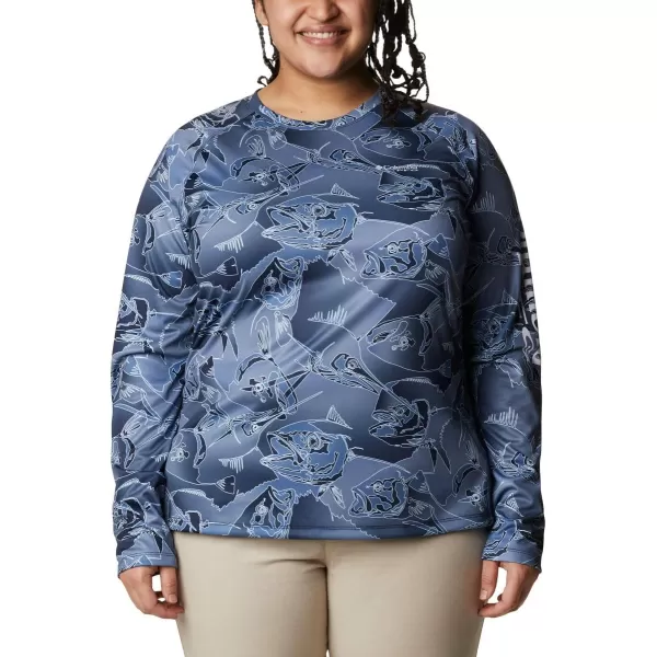 imageColumbia Womens Super Tidal Tee Long SleeveCollegiate Navy Fish Frenzy Print