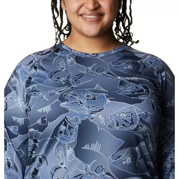 imageColumbia Womens Super Tidal Tee Long SleeveCollegiate Navy Fish Frenzy Print