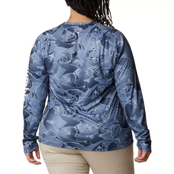 imageColumbia Womens Super Tidal Tee Long SleeveCollegiate Navy Fish Frenzy Print
