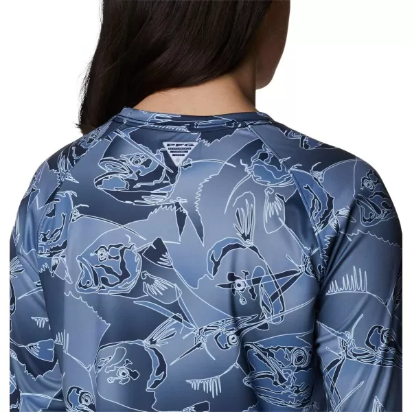imageColumbia Womens Super Tidal Tee Long SleeveCollegiate Navy Fish Frenzy Print