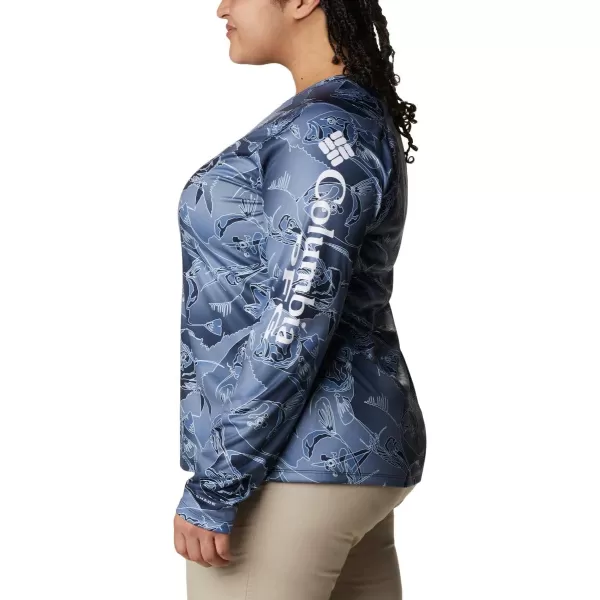 imageColumbia Womens Super Tidal Tee Long SleeveCollegiate Navy Fish Frenzy Print