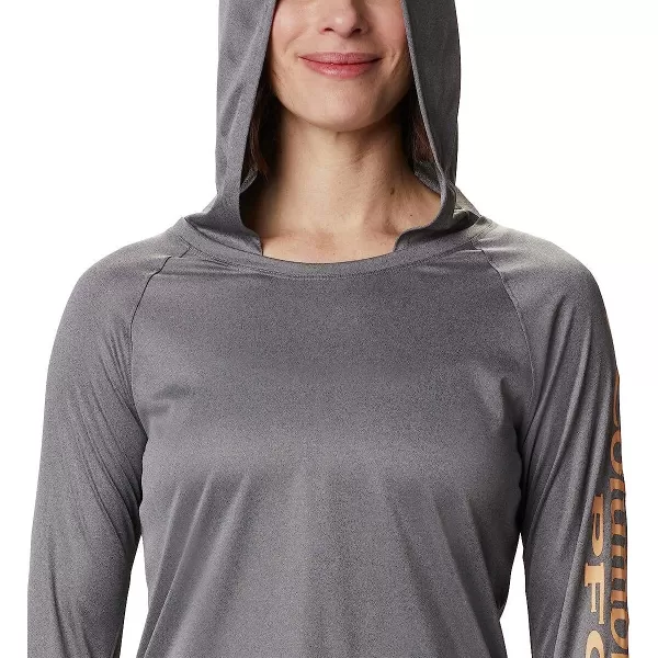 imageColumbia Womens Tidal Tee Heather HoodieCity Grey HeatherLight Juice Logo