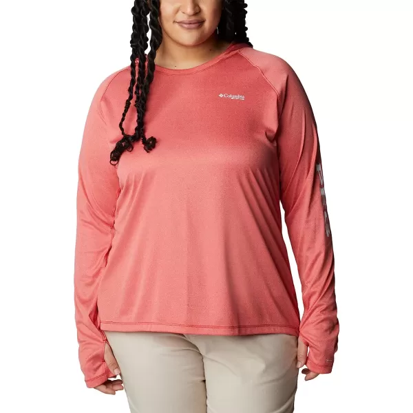 imageColumbia Womens Tidal Tee Heather HoodieRed Spark HeatherWhite Logo