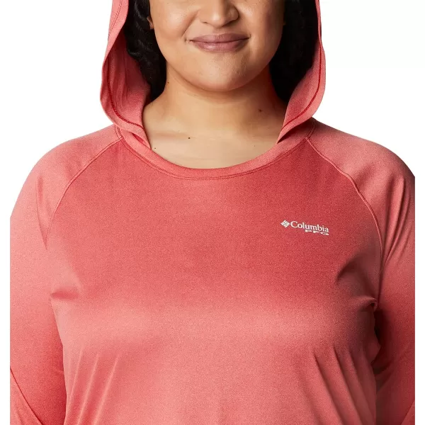 imageColumbia Womens Tidal Tee Heather HoodieRed Spark HeatherWhite Logo