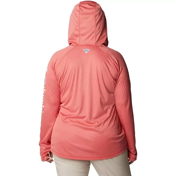 imageColumbia Womens Tidal Tee Heather HoodieRed Spark HeatherWhite Logo