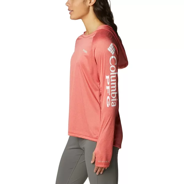 imageColumbia Womens Tidal Tee Heather HoodieRed Spark HeatherWhite Logo
