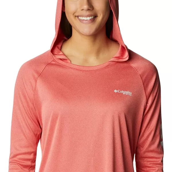imageColumbia Womens Tidal Tee Heather HoodieRed Spark HeatherWhite Logo