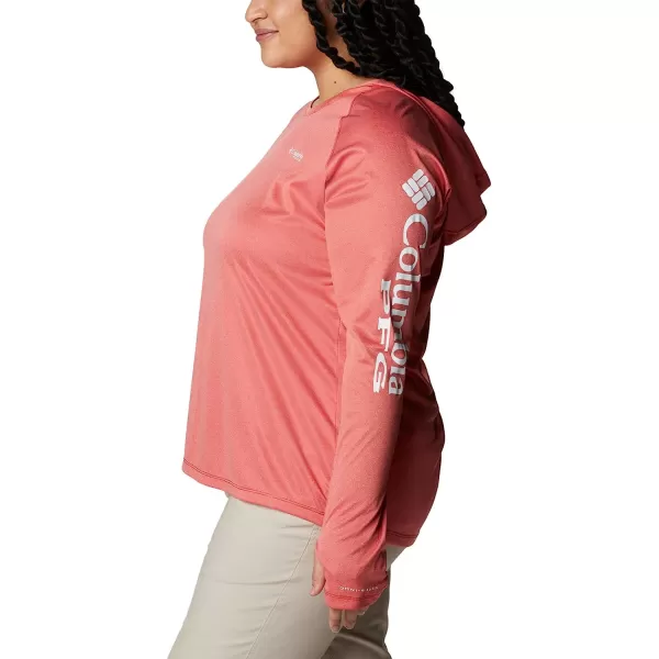imageColumbia Womens Tidal Tee Heather HoodieRed Spark HeatherWhite Logo