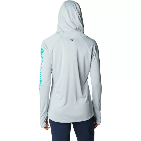 imageColumbia Womens Tidal Tee HoodieCirrus GreyElectric Turquoise Logo
