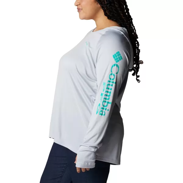 imageColumbia Womens Tidal Tee HoodieCirrus GreyElectric Turquoise Logo