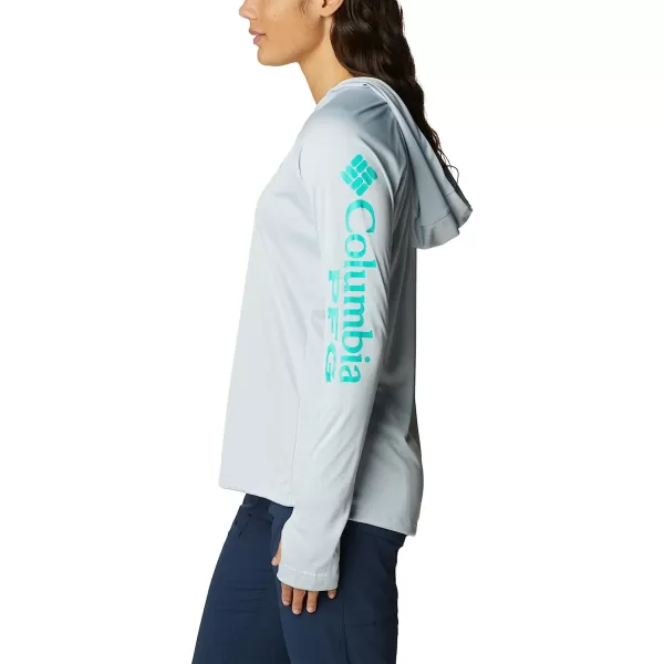 imageColumbia Womens Tidal Tee HoodieCirrus GreyElectric Turquoise Logo