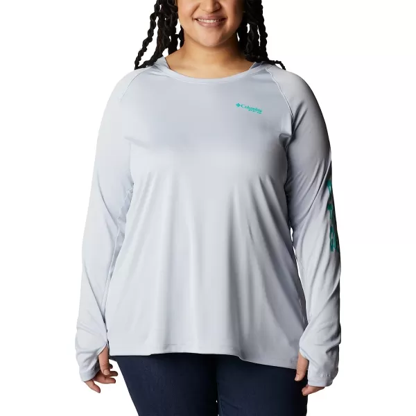 imageColumbia Womens Tidal Tee HoodieCirrus GreyElectric Turquoise Logo