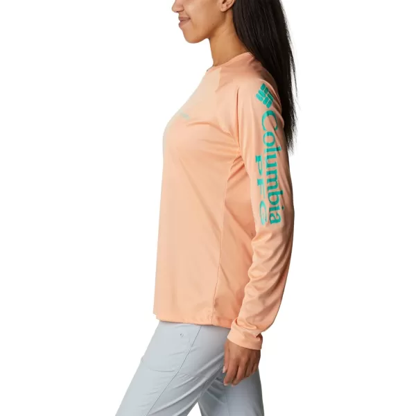 imageColumbia Womens Tidal Tee Ii Long SleeveBright Nectar HeatherElectric Turquoise Logo
