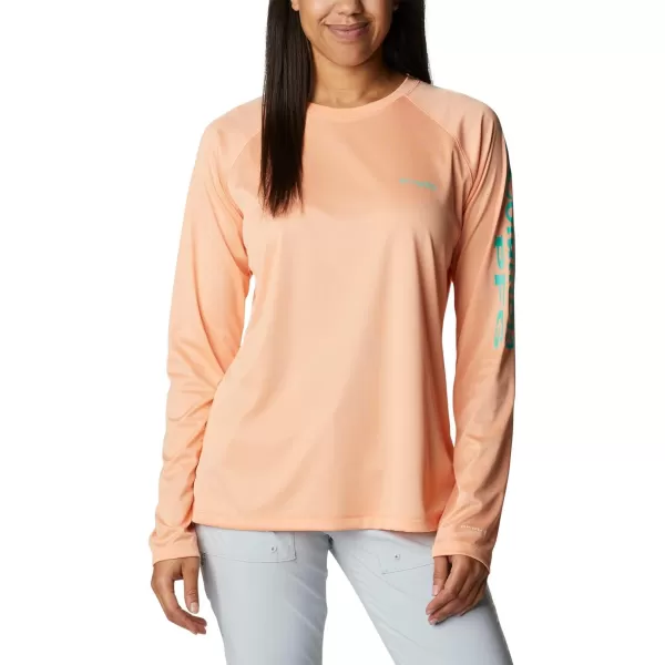 imageColumbia Womens Tidal Tee Ii Long SleeveBright Nectar HeatherElectric Turquoise Logo