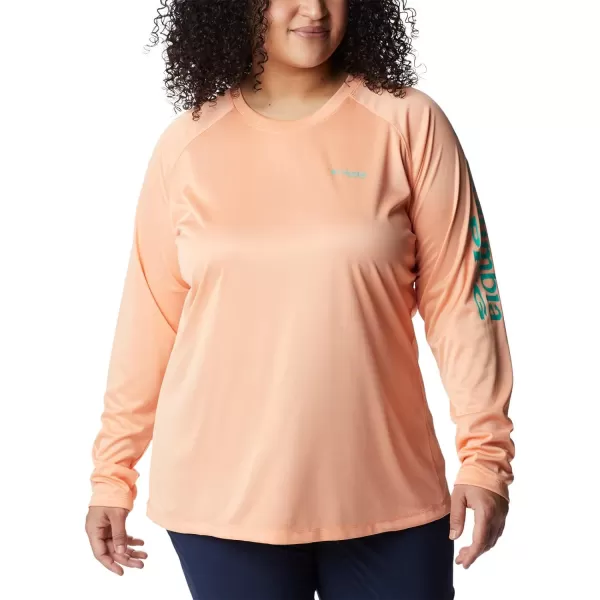 imageColumbia Womens Tidal Tee Ii Long SleeveBright Nectar HeatherElectric Turquoise Logo