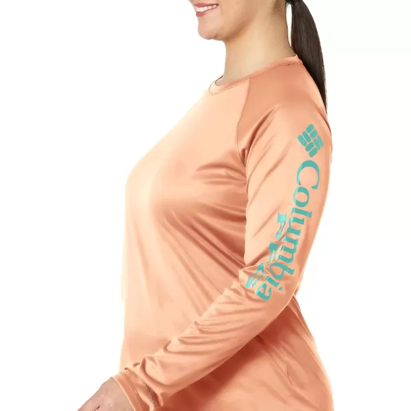 imageColumbia Womens Tidal Tee Ii Long SleeveBright Nectar HeatherElectric Turquoise Logo