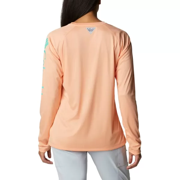 imageColumbia Womens Tidal Tee Ii Long SleeveBright Nectar HeatherElectric Turquoise Logo