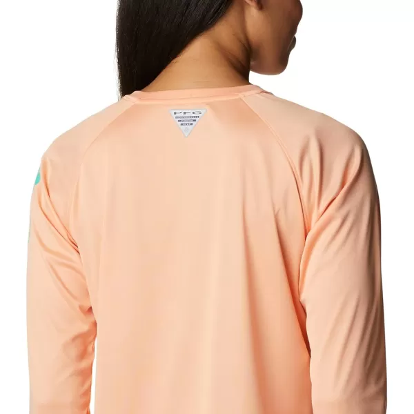 imageColumbia Womens Tidal Tee Ii Long SleeveBright Nectar HeatherElectric Turquoise Logo