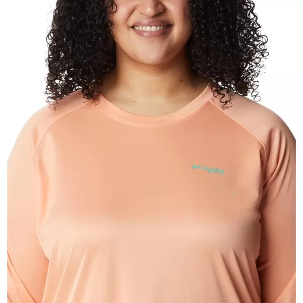 imageColumbia Womens Tidal Tee Ii Long SleeveBright Nectar HeatherElectric Turquoise Logo