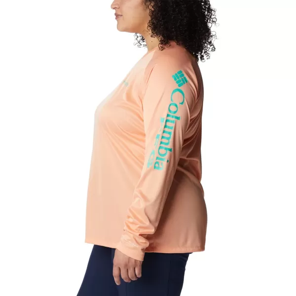 imageColumbia Womens Tidal Tee Ii Long SleeveBright Nectar HeatherElectric Turquoise Logo
