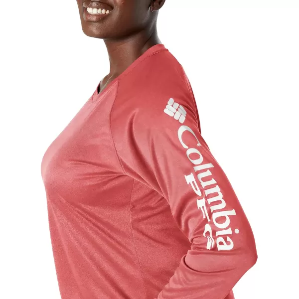 imageColumbia Womens Tidal Tee Ii Long SleeveBright Nectar HeatherHarbor Blue Logo