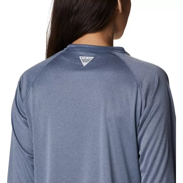 imageColumbia Womens Tidal Tee Ii Long SleeveCarbon HeatherRed Spark Logo