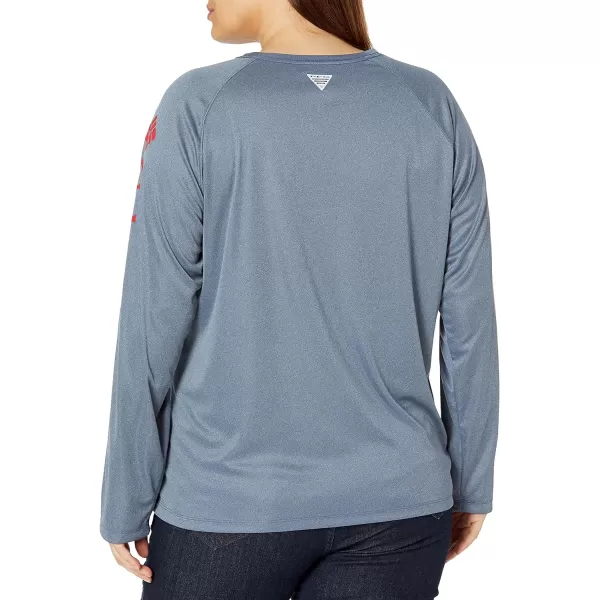 imageColumbia Womens Tidal Tee Ii Long SleeveCarbon HeatherRed Spark Logo