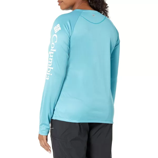 imageColumbia Womens Tidal Tee Ii Long SleeveClear Water HeatherWhite Logo