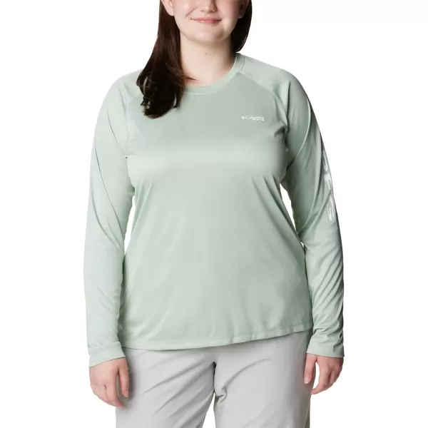 imageColumbia Womens Tidal Tee Ii Long SleeveCool Green HeatherWhite Logo