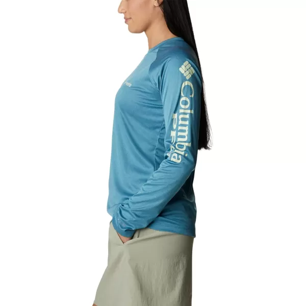 imageColumbia Womens Tidal Tee Ii Long SleeveDeep Marine HeatherLight Lime Logo