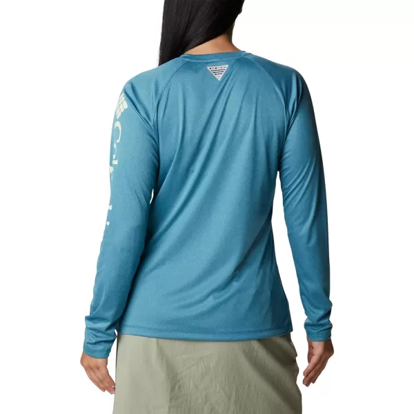 imageColumbia Womens Tidal Tee Ii Long SleeveDeep Marine HeatherLight Lime Logo