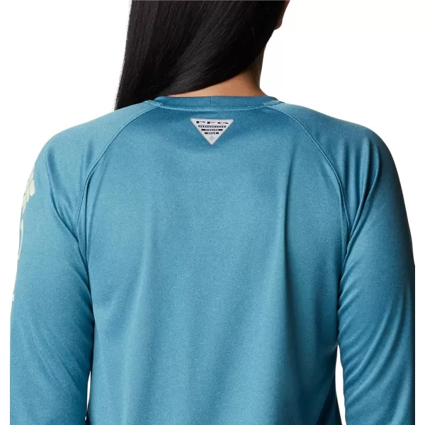 imageColumbia Womens Tidal Tee Ii Long SleeveDeep Marine HeatherLight Lime Logo