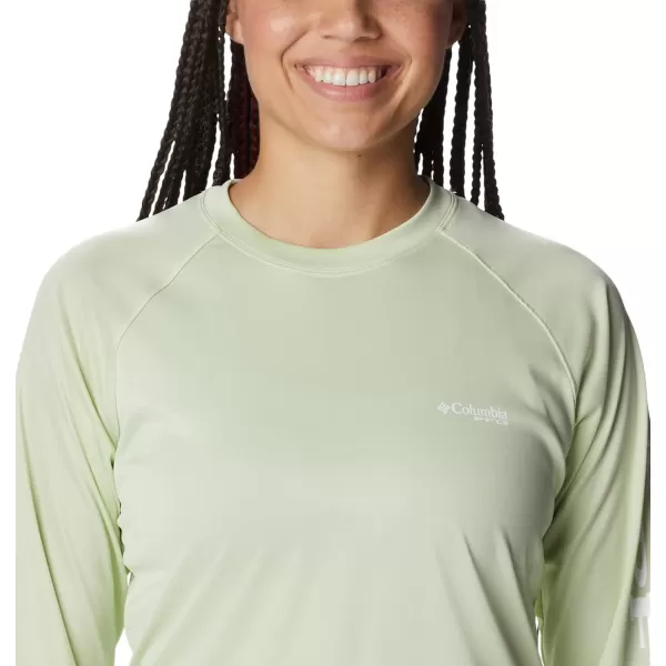 imageColumbia Womens Tidal Tee Ii Long SleeveLight Lime HeatherWhite Logo