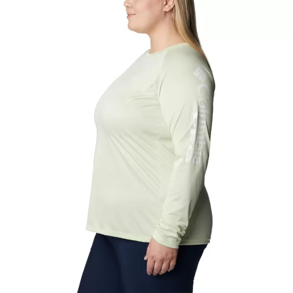 imageColumbia Womens Tidal Tee Ii Long SleeveLight Lime HeatherWhite Logo