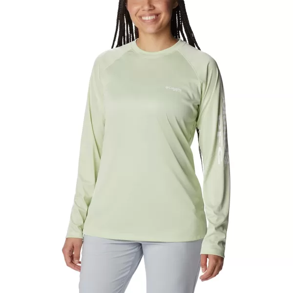 imageColumbia Womens Tidal Tee Ii Long SleeveLight Lime HeatherWhite Logo