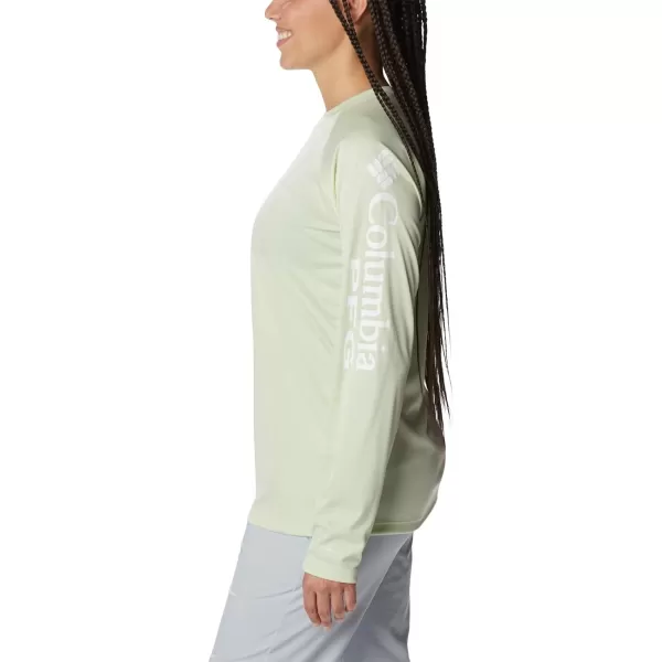 imageColumbia Womens Tidal Tee Ii Long SleeveLight Lime HeatherWhite Logo
