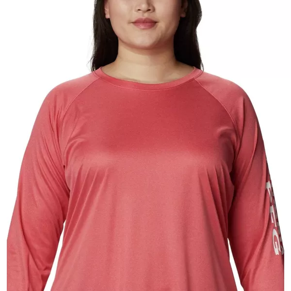 imageColumbia Womens Tidal Tee Ii Long SleeveRed Lily HeatherWhite Logo