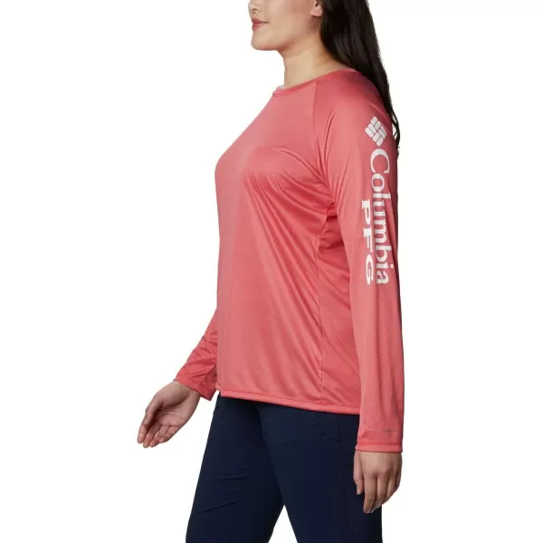 imageColumbia Womens Tidal Tee Ii Long SleeveRed Lily HeatherWhite Logo