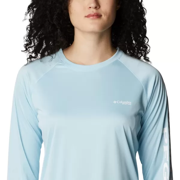 imageColumbia Womens Tidal Tee Ii Long SleeveSpring Blue HeatherWhite Logo