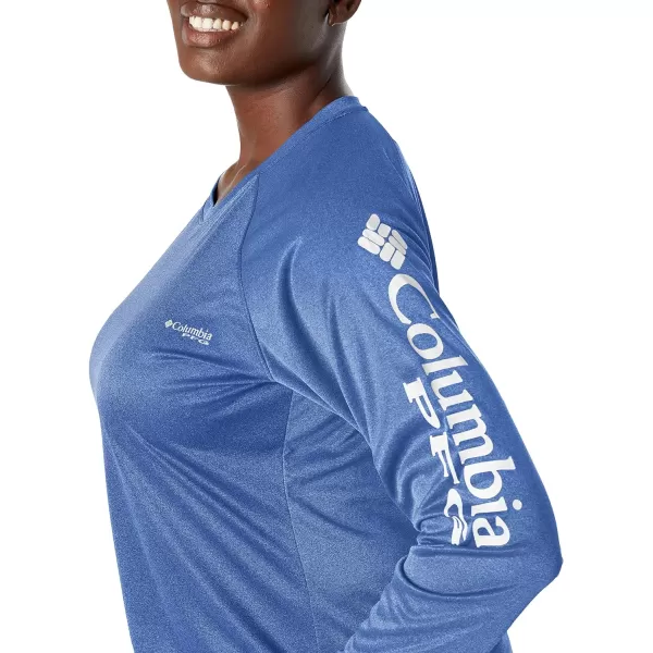 imageColumbia Womens Tidal Tee Ii Long SleeveVivid Blue HeatherWhite Logo