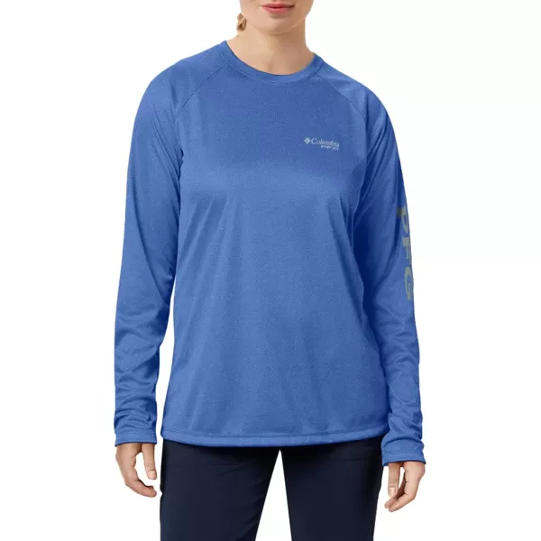 imageColumbia Womens Tidal Tee Ii Long SleeveVivid Blue HeatherWhite Logo