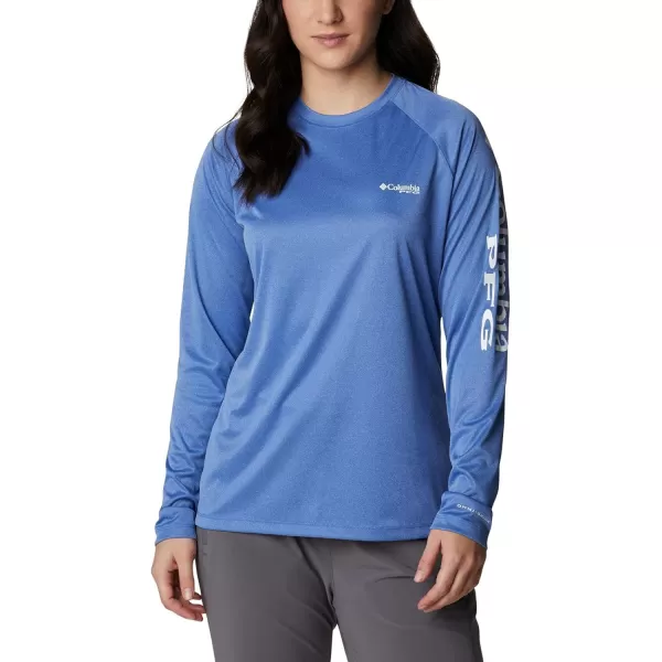 imageColumbia Womens Tidal Tee Ii Long SleeveVivid Blue HeatherWhite Logo
