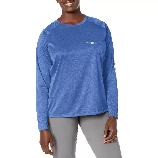 imageColumbia Womens Tidal Tee Ii Long SleeveVivid Blue HeatherWhite Logo