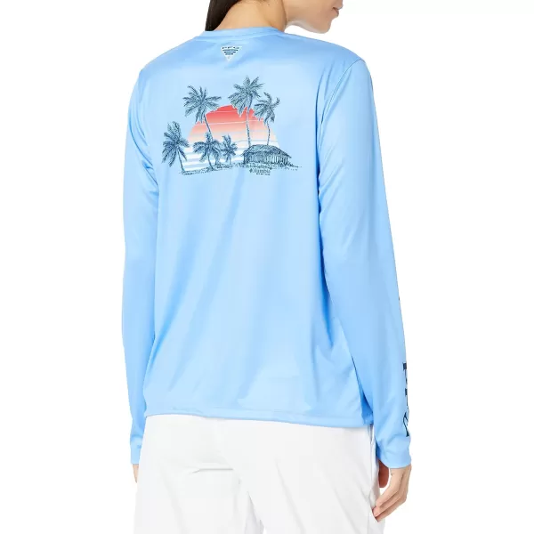 imageColumbia Womens Tidal Tee PFG Palapa Palms Long SleeveAgate BluePalapa Palms