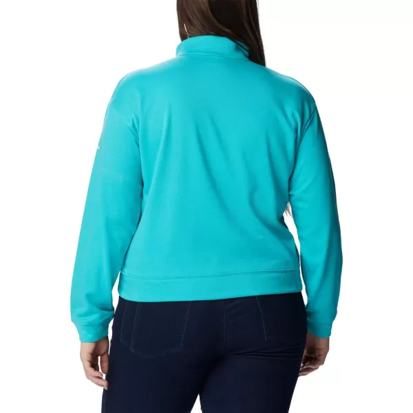 imageColumbia Womens Trek French Terry Half ZipBright AquaNocturnal Csc Stacked Logo