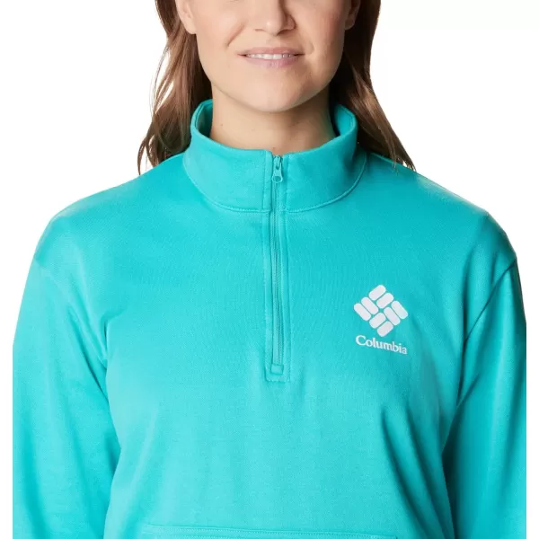 imageColumbia Womens Trek French Terry Half ZipBright AquaNocturnal Csc Stacked Logo