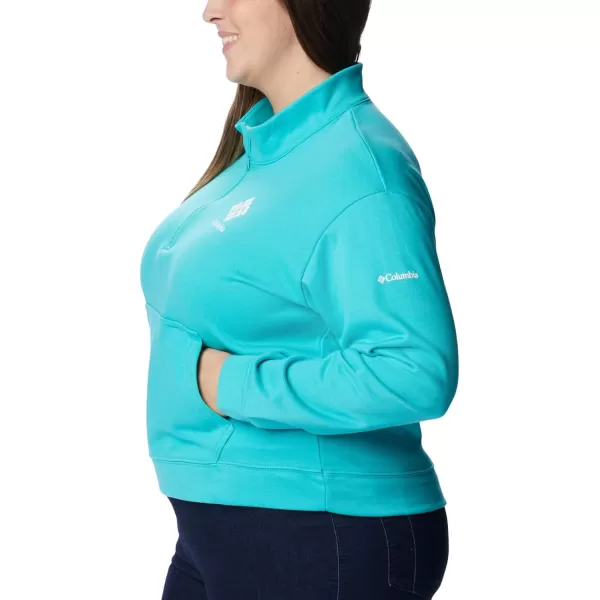imageColumbia Womens Trek French Terry Half ZipBright AquaNocturnal Csc Stacked Logo