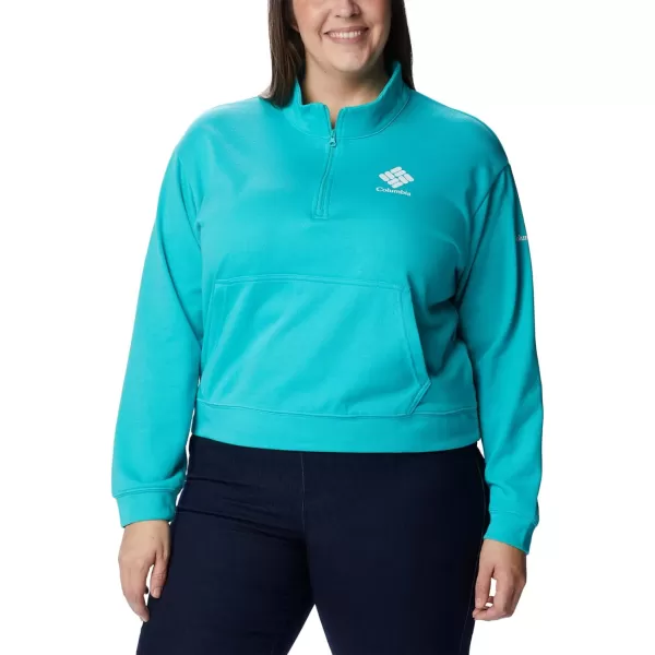 imageColumbia Womens Trek French Terry Half ZipBright AquaNocturnal Csc Stacked Logo