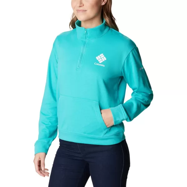 imageColumbia Womens Trek French Terry Half ZipBright AquaNocturnal Csc Stacked Logo