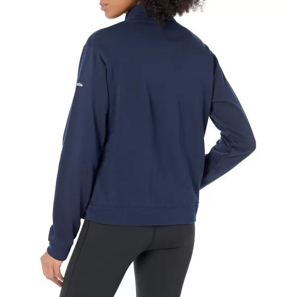 imageColumbia Womens Trek French Terry Half ZipCollegiate NavyWhite Csc Stacked Logo